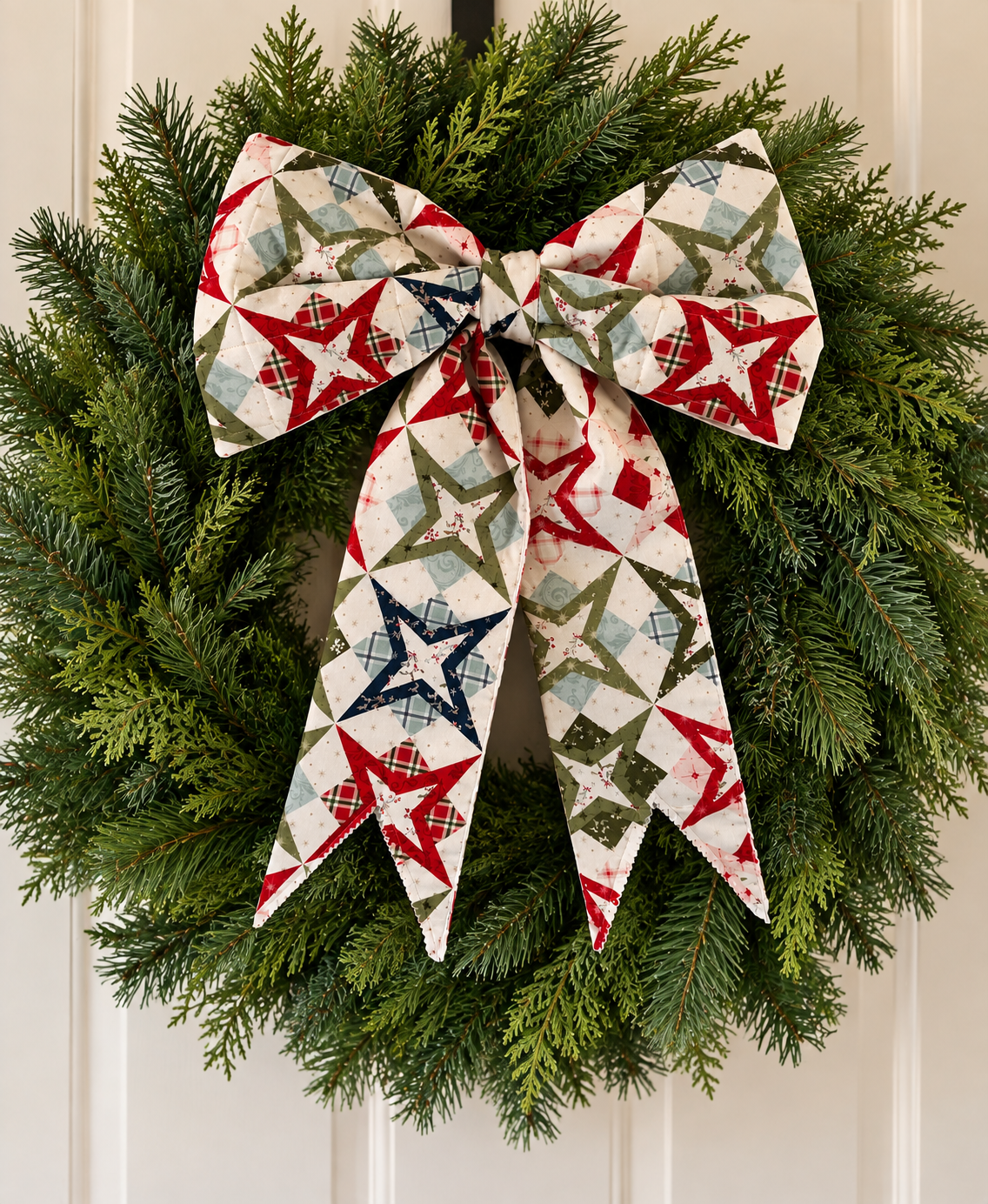 Christmas Star Quilted Wreath Bow