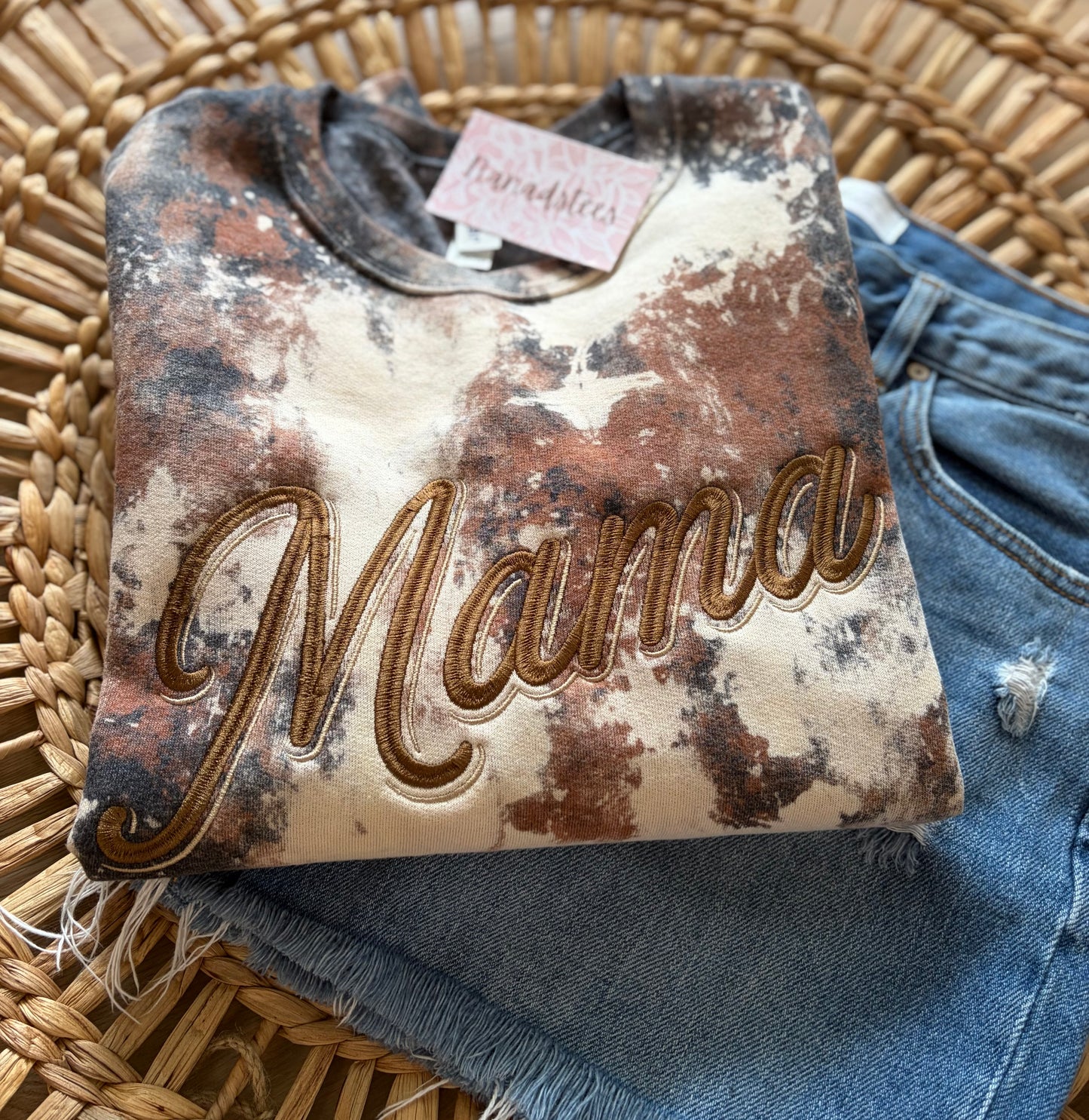 Mama Cowhide Bleached Crew