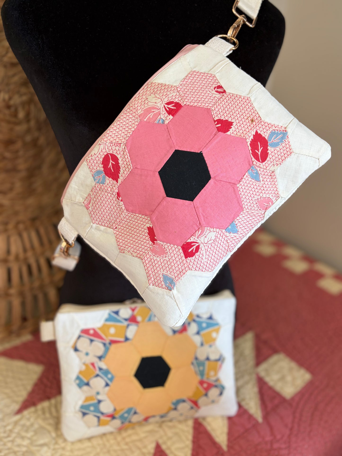 Handmade Vintage Grandmothers Flower Garden Crossbody Bag