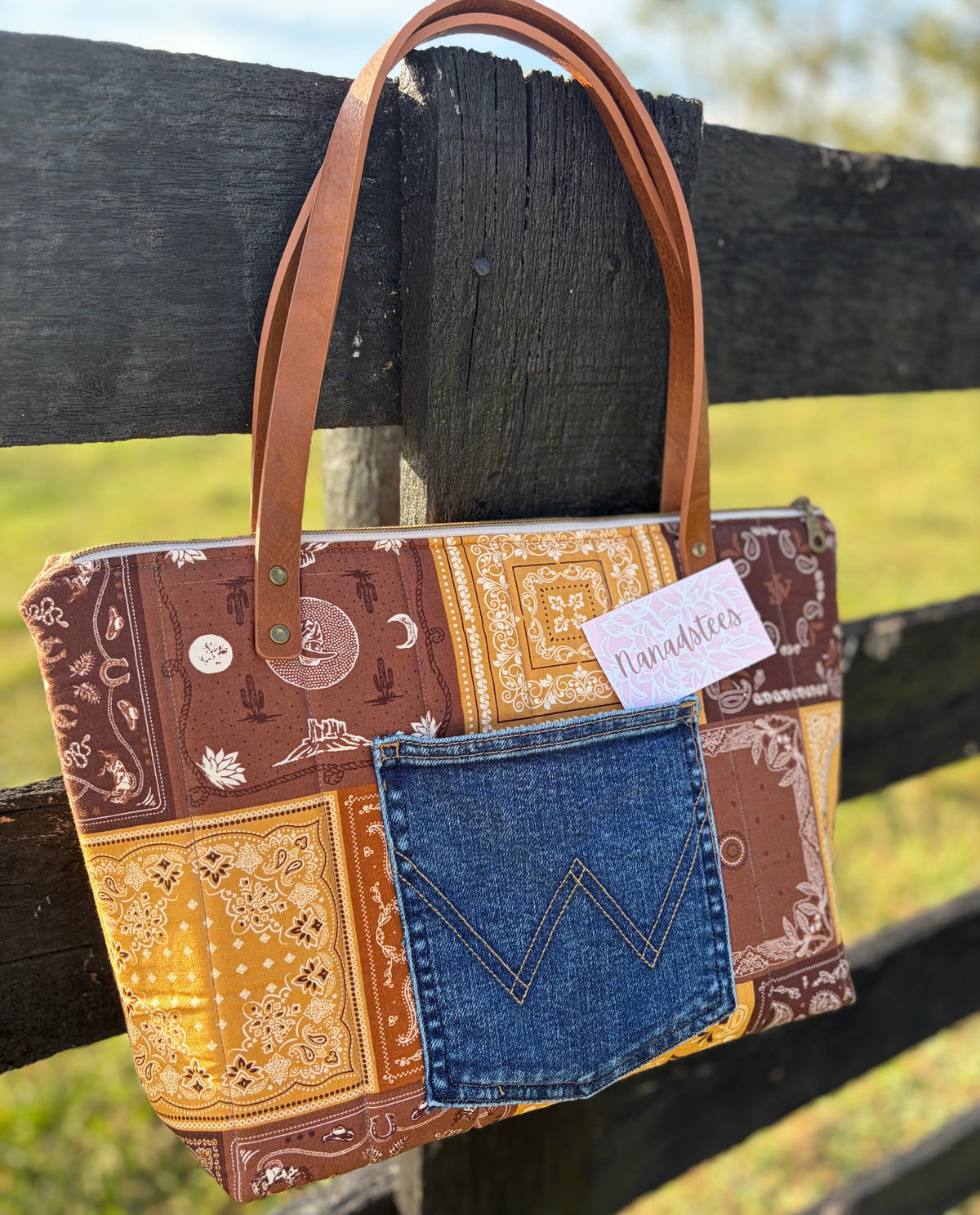 Handmade Western Bandana Tote Bag & Wristlet